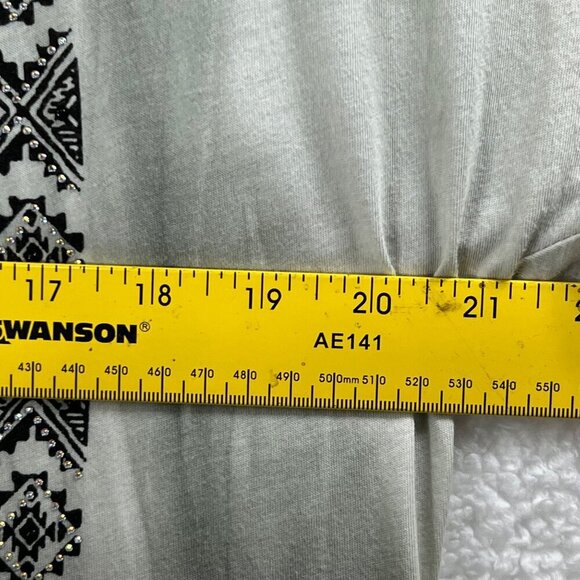 Vocal California Women L Embellished Feather Graphic Tee Racerback Moto USA Made - Picture 7 of 12